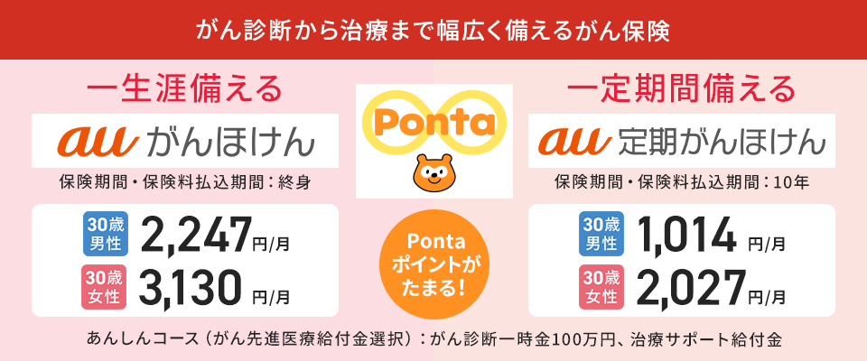 終身がん保険（auがんほけん）・定期がん保険（au定期がんほけん）