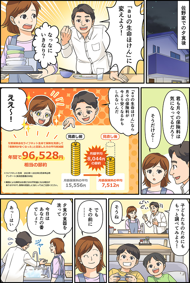 マンガですっきり解説！ | auの生命ほけん　魅力2　月々の保険料を節約できるかも！